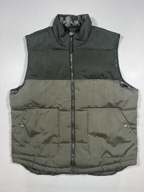 St Johns Bay Vest Mens Large Green Quilted Insulated Puffer Full Zip Outdoor
